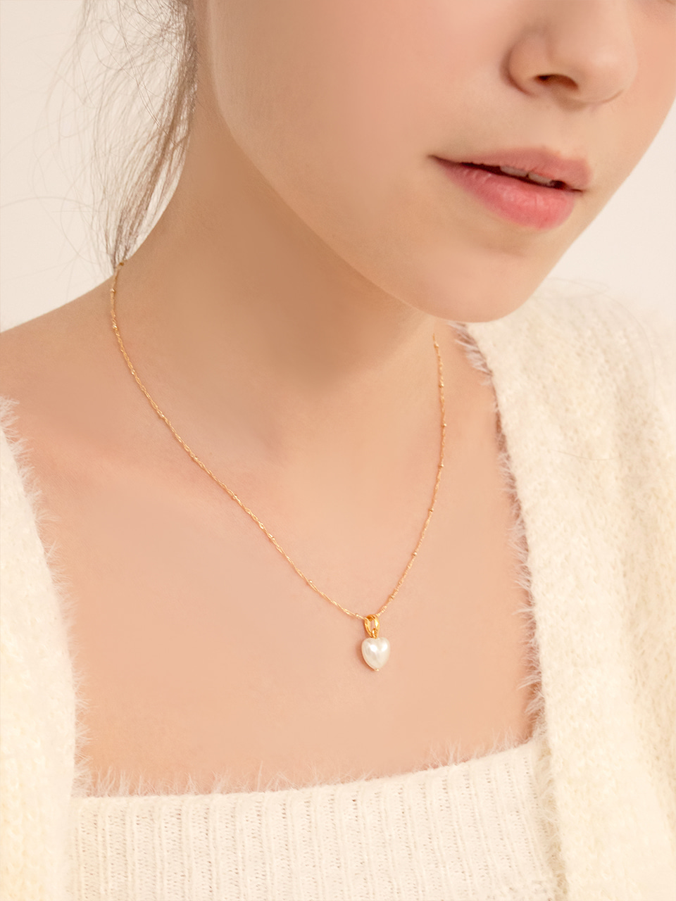 [아이브 장원영 착용] holly heart pearl necklace