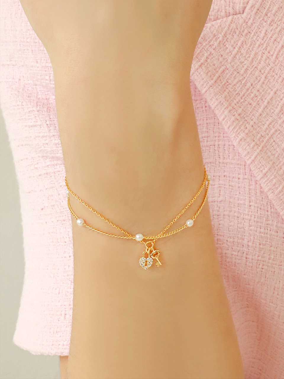 [규현 착용] romantic heart lock bracelet