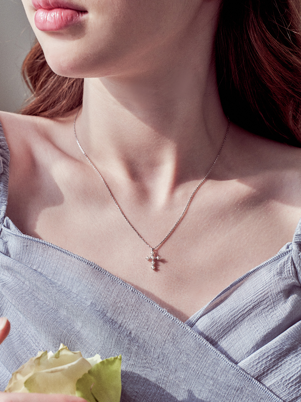 [엑소 카이 착용] valenti cross pearl necklace