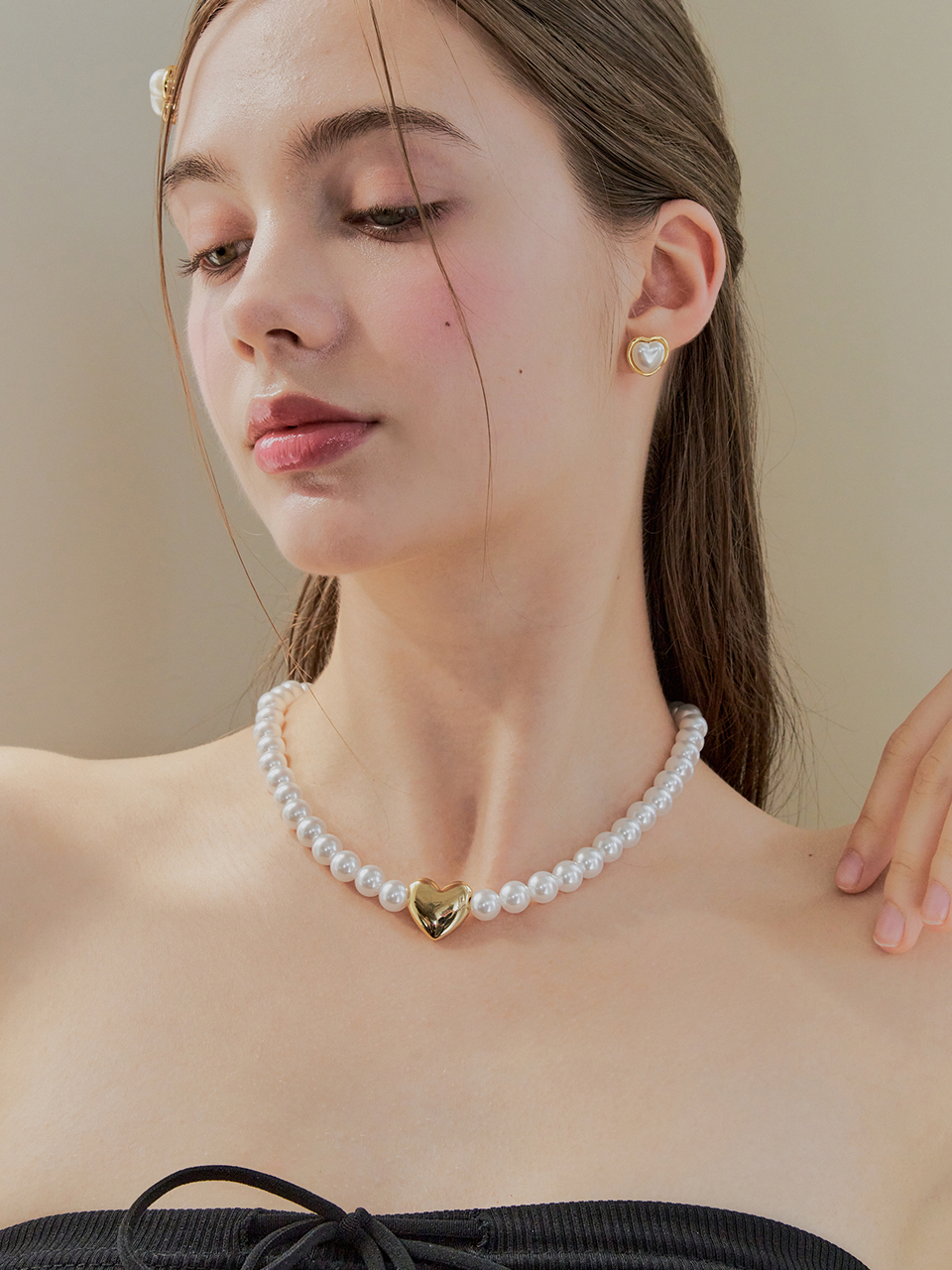 [권진아 착용] wonderland heart pearl necklace