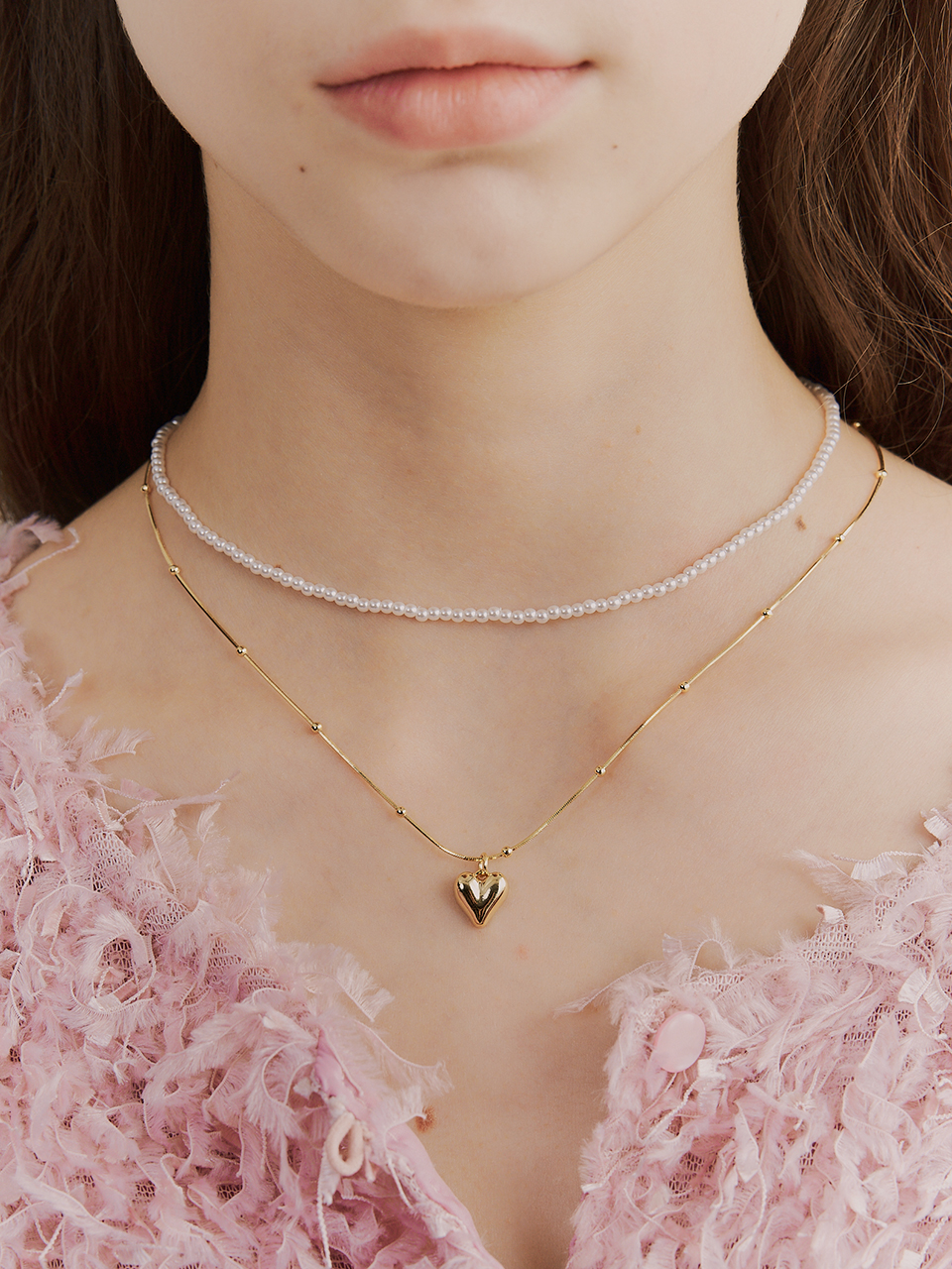 peace heart pearl necklace set