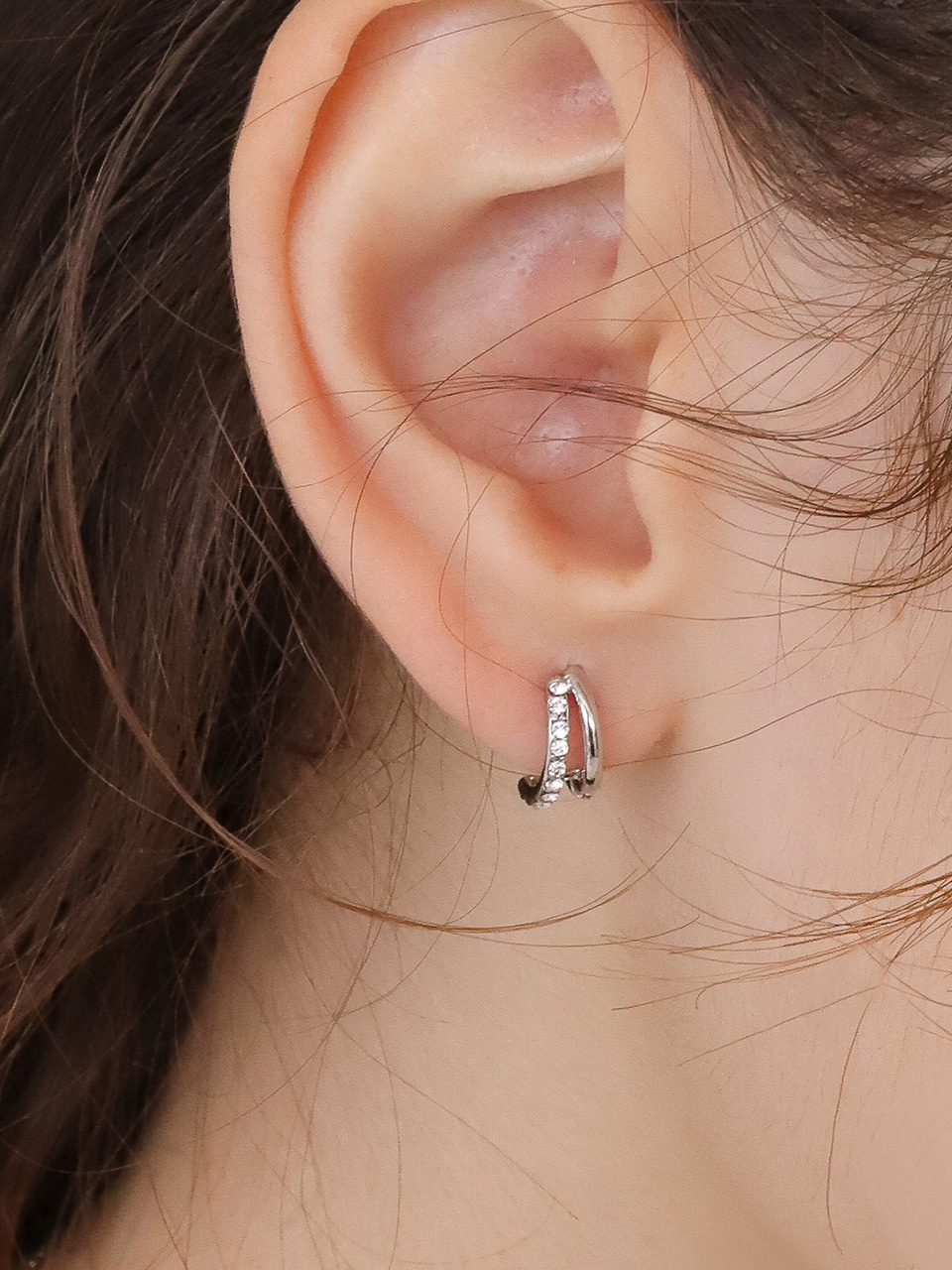 [유리 신도현 착용] mini cubic hoop earring