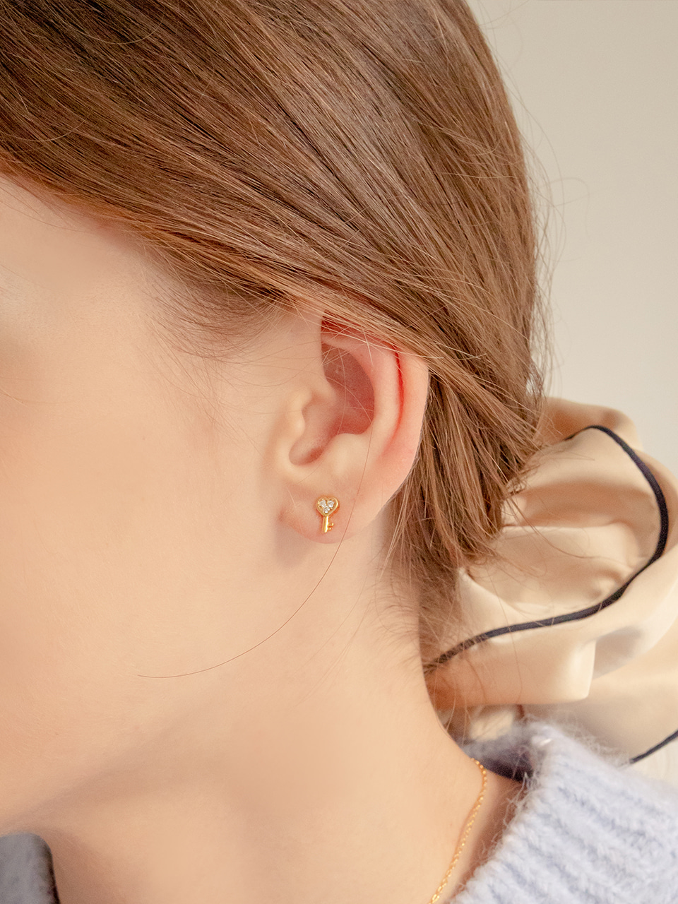 [주현영 착용] petit heart key earring