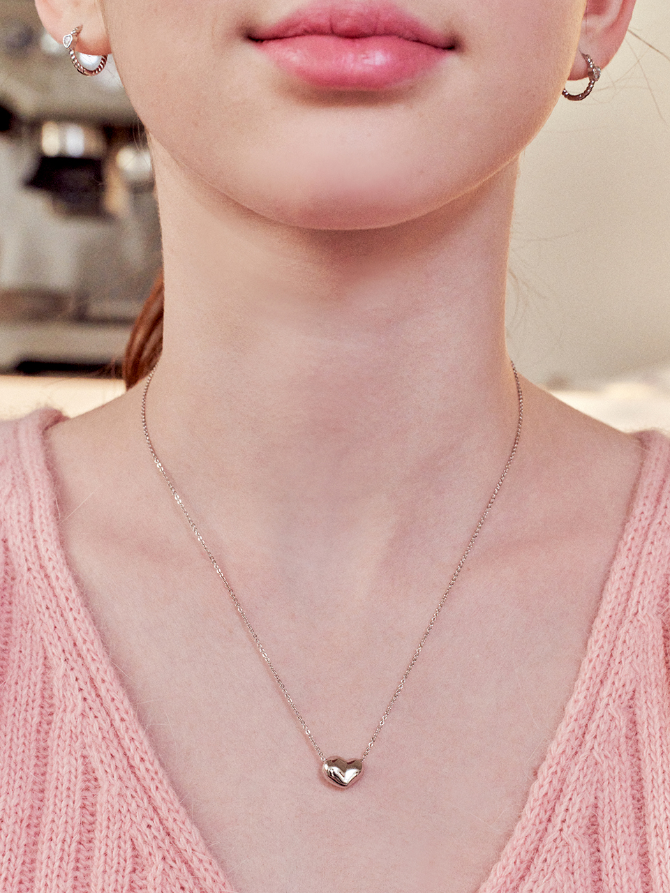 peach heart necklace
