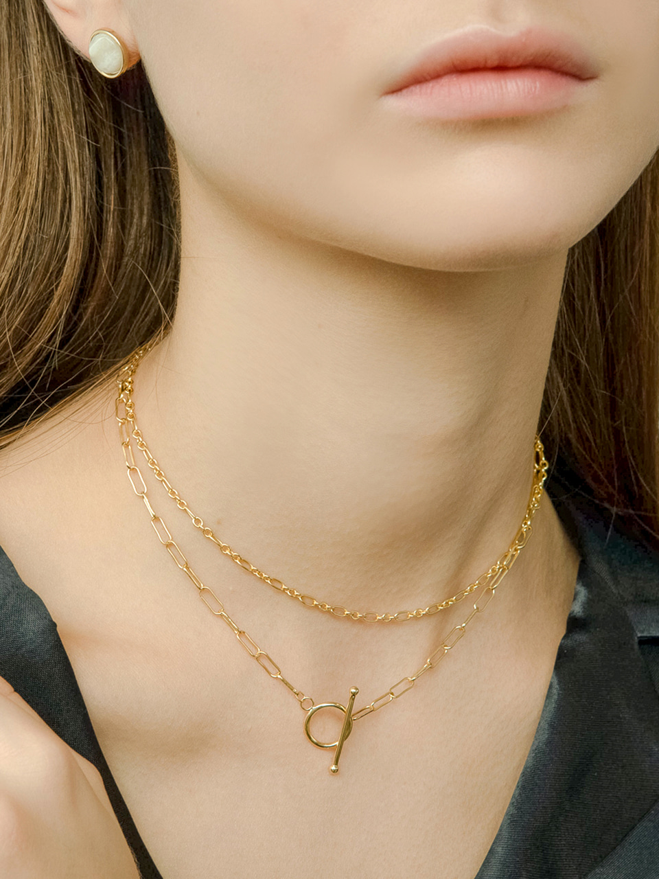 [효연 착용] toggle chain layered necklace