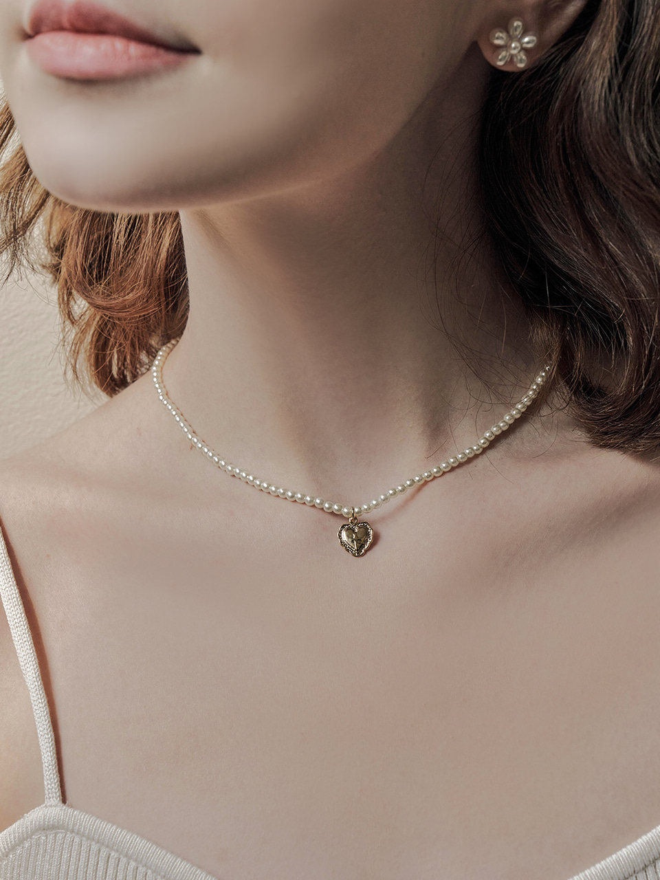 [셀럽착용] cross heart necklace