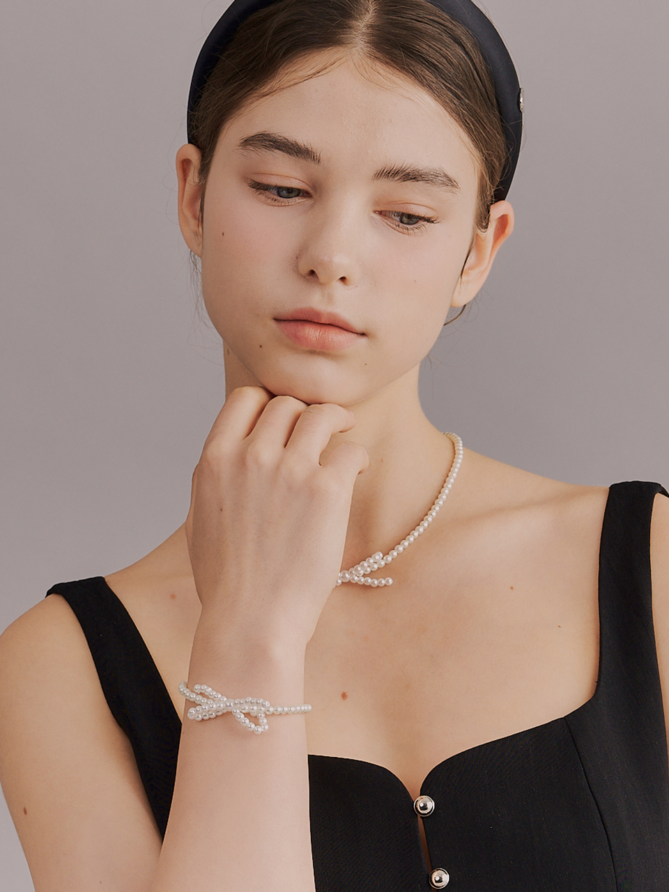 [김희선 착용] charon ribbon pearl bracelet