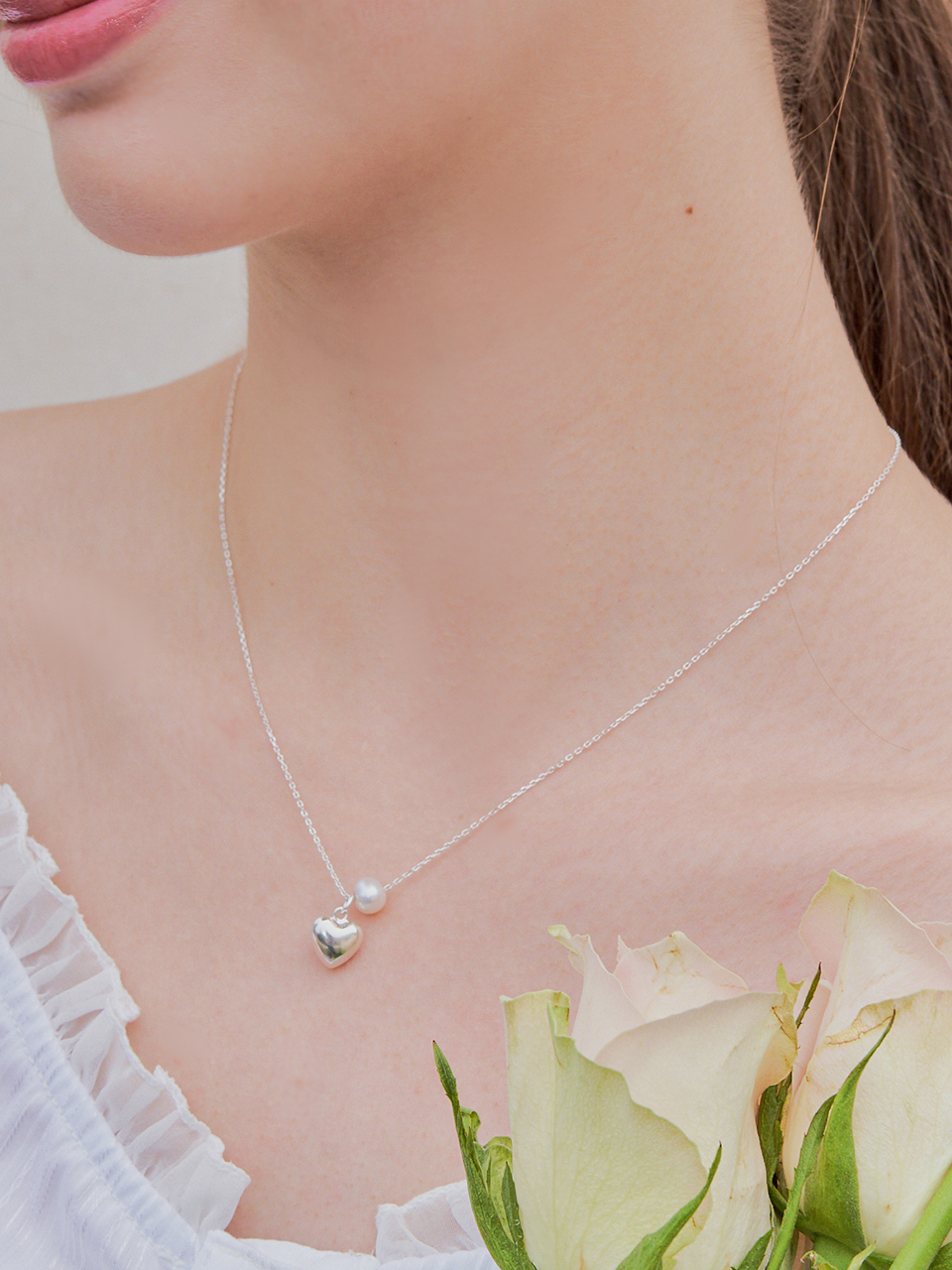 [셀럽 착용] cupid heart pearl necklace