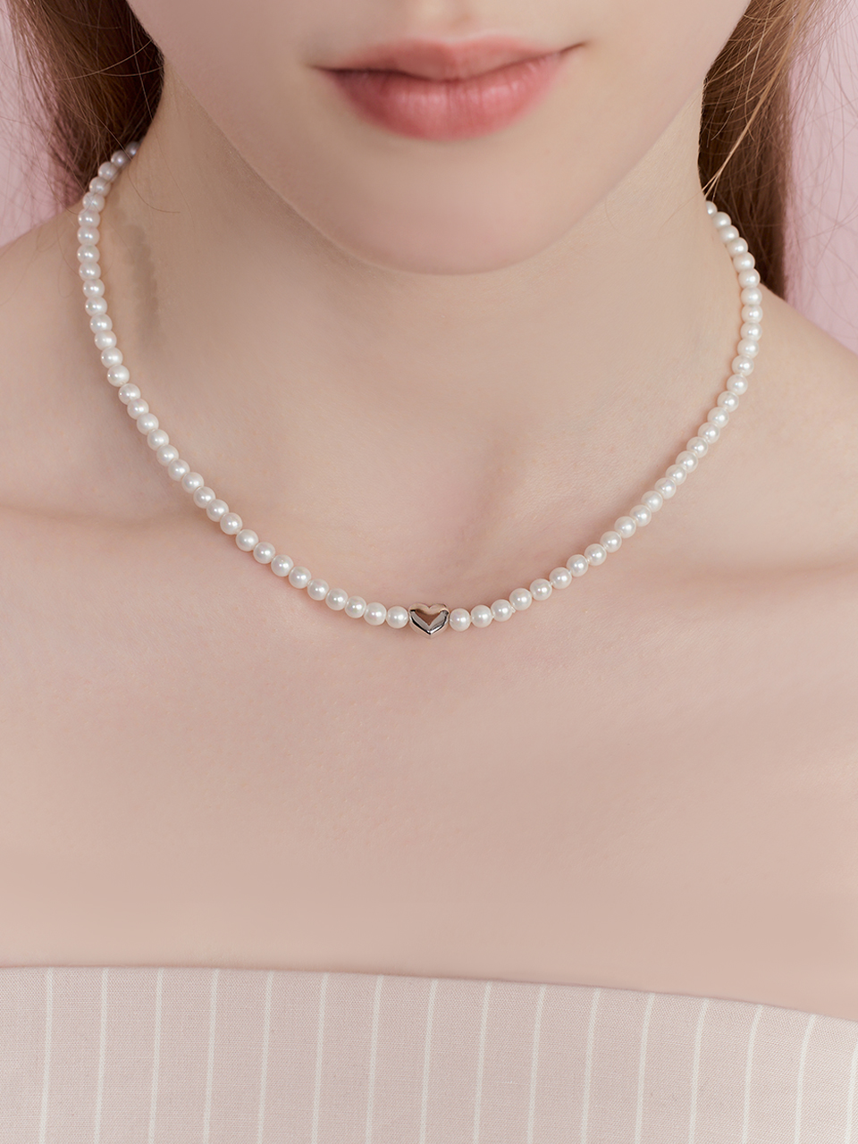 [셀럽 착용] sweetheart pearl necklace